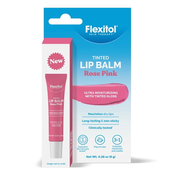 Flexitol Tinted Lip Balm Rose Pink, Hydrating and Nourishing, Long-Lasting Non-Sticky Gloss
