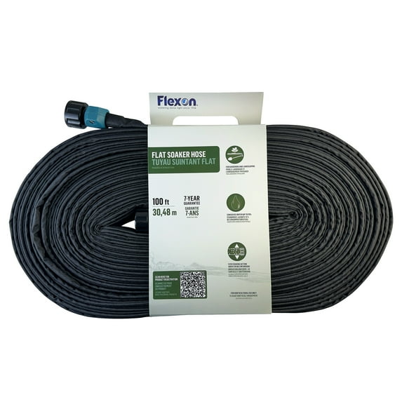 Flexon 100ft Flat Soaker Hose – Efficient, Space-Saving Watering Solution for Gardens and Landscaping