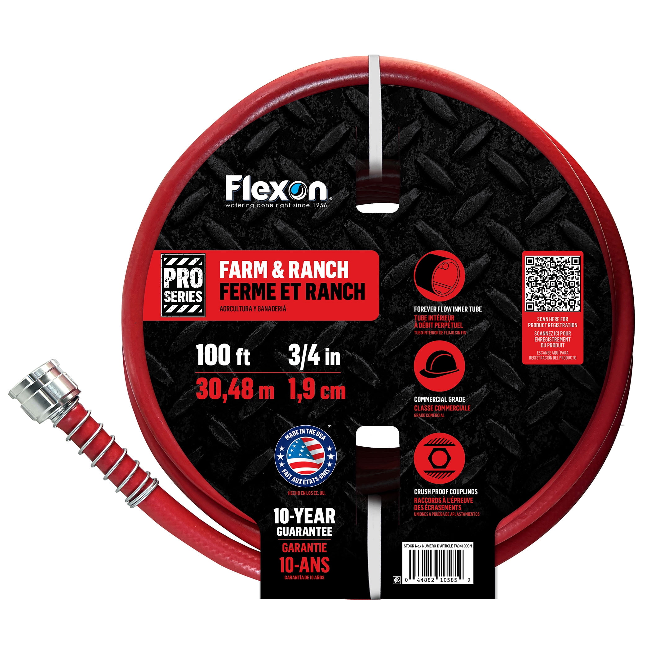 Flexon 3/4 x 100ft Heavy Duty Premium Rubber Hot Water Garden Hose