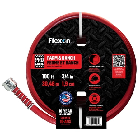 Flexon 3/4 x 100ft Heavy Duty Premium Rubber Hot Water Garden Hose