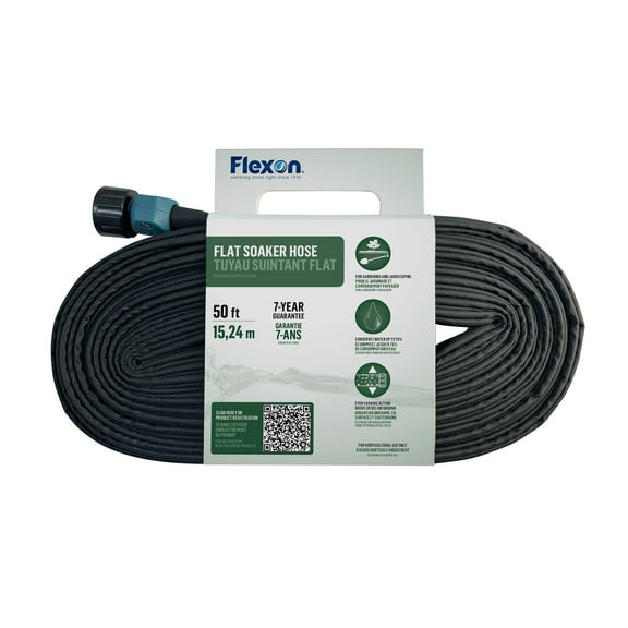 Flexon 50ft Flat Soaker Hose – Efficient, Space-Saving Watering Solution for Gardens and Landscaping