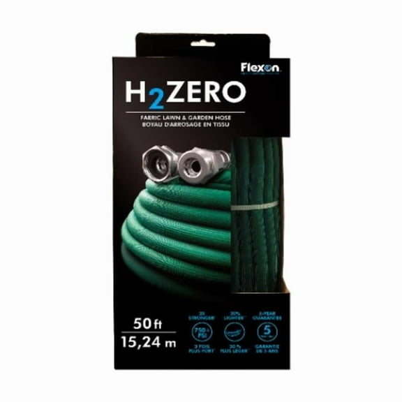 Flexon H2ZERO50CN Lightweight Fabric Garden Hose, 50 ft, Green C36