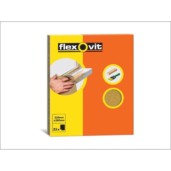 Flexovit - Glasspaper Sanding Sheets 230 x 280mm Grade 1 (25)