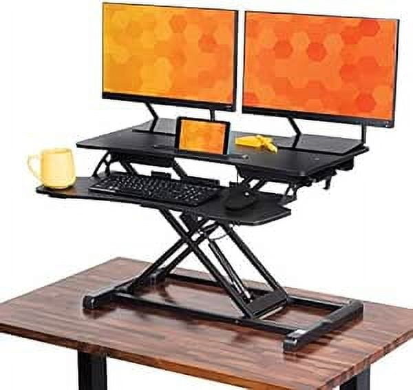 Black Adjustable Standing Desk Converter with Keyboard Tray