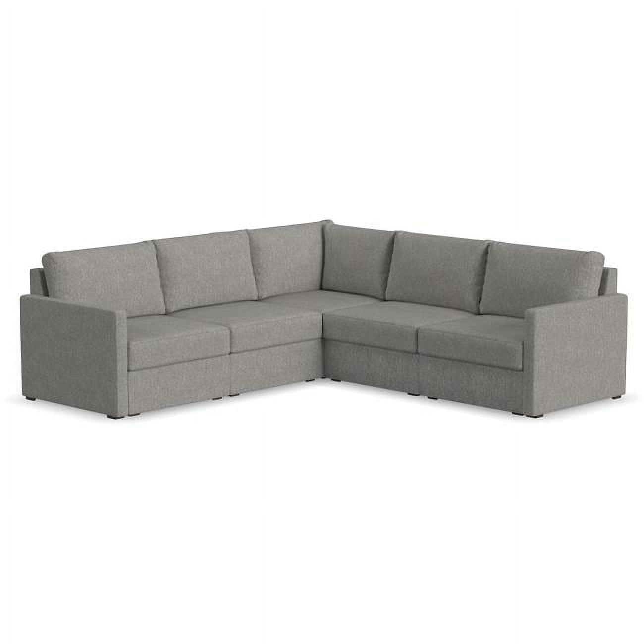 Pebble Dark Gray 5-Piece Modular Sectional Sofa with Ottoman