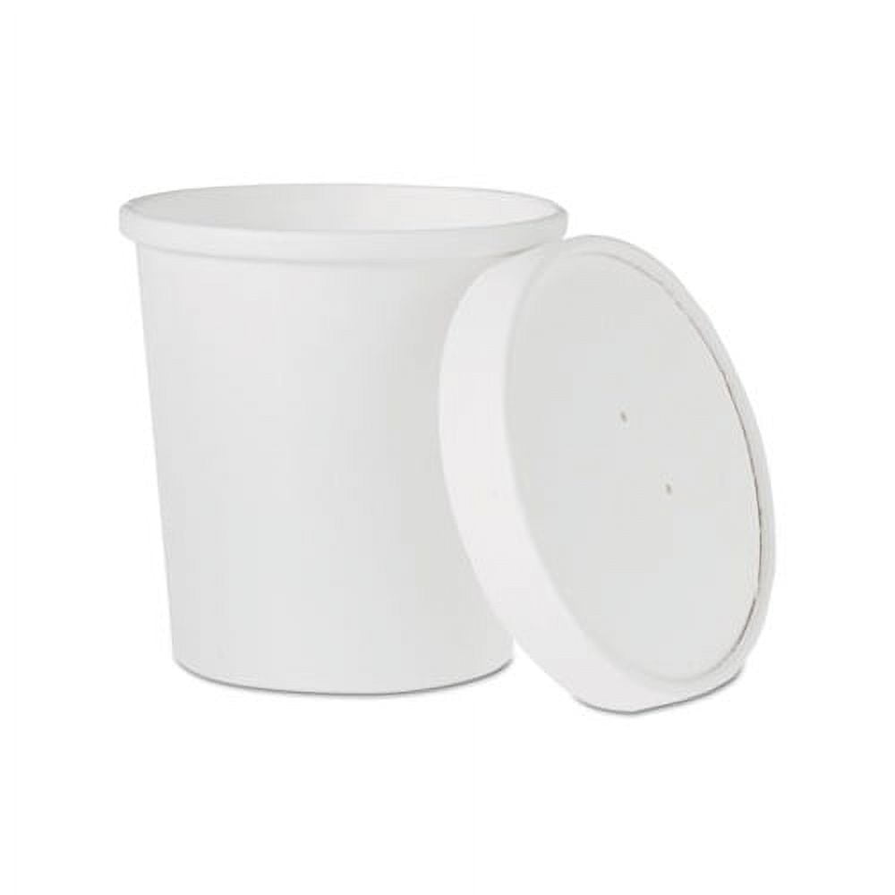 Flexstyle Double Poly Food Combo Packs, 32 oz, White, Paper, 25 Cups and 25 Lids/Pack, 10 Packs/Carton