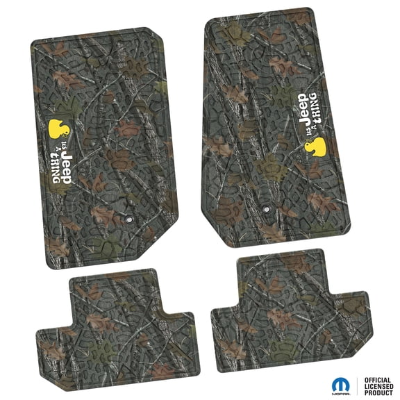 Flextread Floor Mats for 07-13 Jeep Wrangler JK 2-Door - Mopar Licensed Factory Fit - Rugged Woods Camouflage w/ It's a Jeep Thing Insert - 100% Made in USA