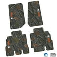 thumbnail image 1 of Flextread Floor Mats for 14-18 Jeep Wrangler JKU 4-Door - Mopar Licensed Factory Fit - Rugged Woods Camouflage w/ Orange & White Jeep Wave Insert - 100% Made in USA, 1 of 4