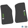 thumbnail image 1 of Flextread Floor Mats for 18-24 Jeep Wrangler JL, Gladiator & 4xe - Mopar Licensed Factory Fit - Black w/ Lime & White Jeep Wave w/o Wheel Insert - 100% Made in USA, 1 of 4