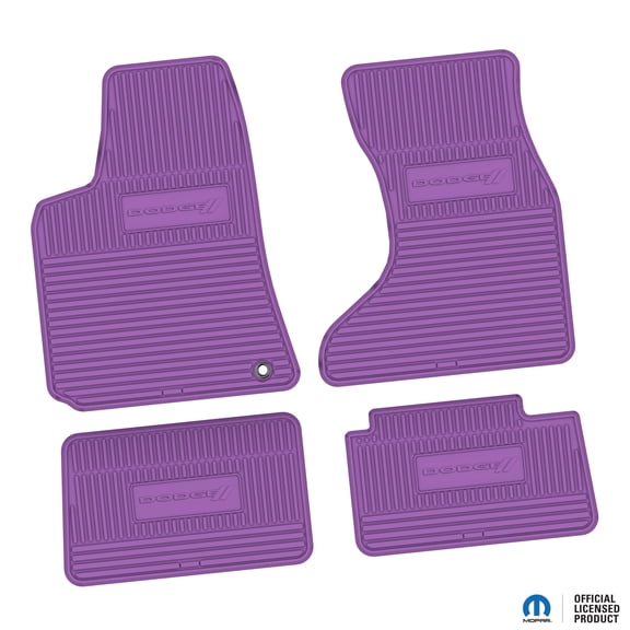 Flextread Floor Mats for 06-10 Dodge Charger AWD - Mopar Licensed Factory Fit - Purple w/ Dodge and Stripes Insert - 100% Made in USA