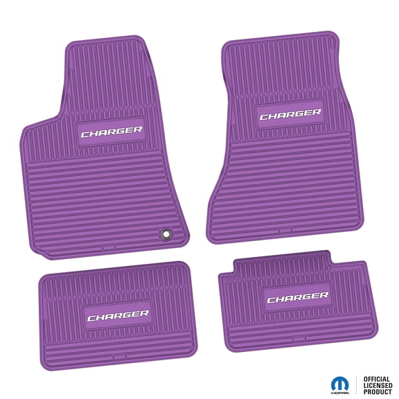 Flextread Floor Mats for 06-10 Dodge Charger RWD - Mopar Licensed Factory Fit - Purple w/ White Charger Insert - 100% Made in USA