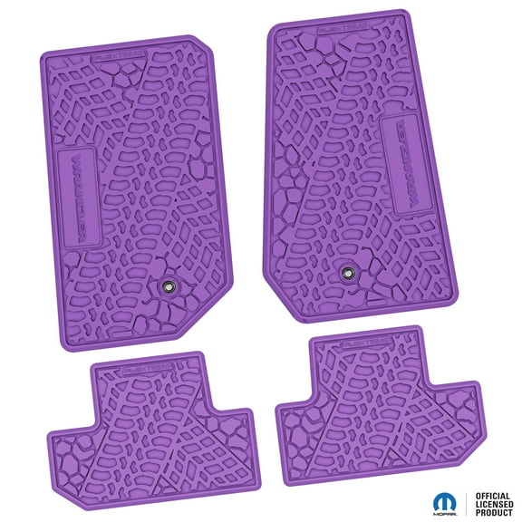 Flextread Floor Mats for 07-13 Jeep Wrangler JK 2-Door - Mopar Licensed Factory Fit - Purple w/ Wrangler Insert - 100% Made in USA