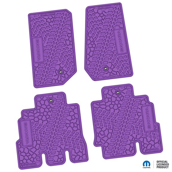 Flextread Floor Mats for 07-13 Jeep Wrangler JKU 4-Door - Mopar Licensed Factory Fit - Purple w/ Sahara Insert - 100% Made in USA