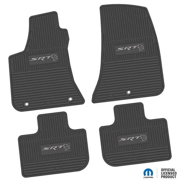 Flextread Floor Mats for 11-23 Dodge Charger RWD - Mopar Licensed Factory Fit - Black w/ Silver SRT Hellcat Insert - 100% Made in USA