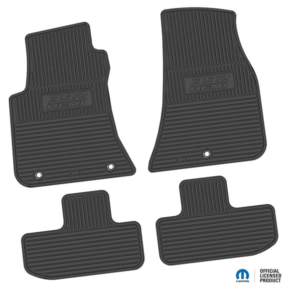 Flextread Floor Mats for 11-24 Dodge Challenger RWD - Mopar Licensed Factory Fit - Black w/ 392 HEMI Insert - Custom Vintage - 100% Made in USA