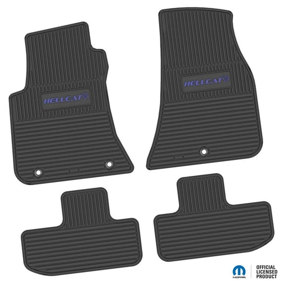Flextread Floor Mats for 11-24 Dodge Challenger RWD - Mopar Licensed Factory Fit - Black w/ Purple Hellcat Insert - Custom Vintage - 100% Made in USA