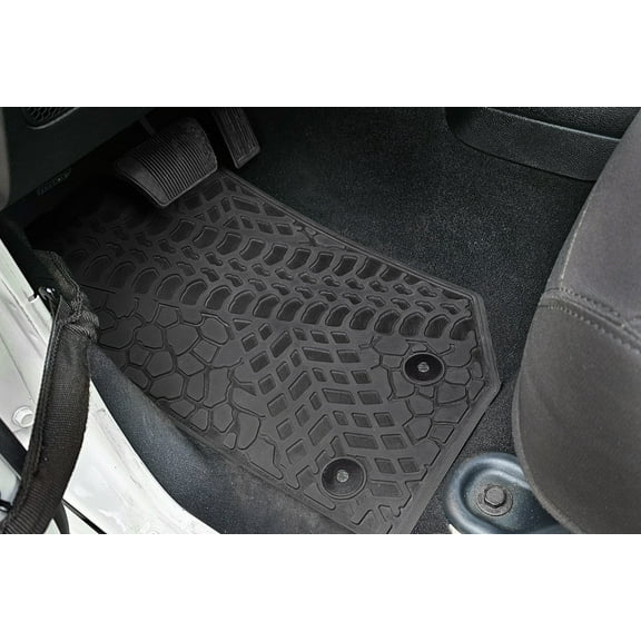 Flextread Floor Mats for 14-18 Jeep Wrangler JKU 4-Door - Mopar Licensed Factory Fit - Black w/ No Insert - 100% Made in USA