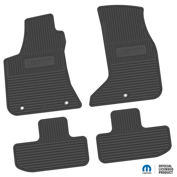 Flextread Floor Mats for 17-24 Dodge Challenger AWD - Mopar Licensed Factory Fit - Black w/ GT Insert - Custom Vintage - 100% Made in USA