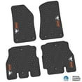 thumbnail image 1 of Flextread Floor Mats for 18-24 Jeep Wrangler JLU - Mopar Licensed Factory Fit - Black w/ Orange & White Jeep Wave & Wheel Insert - 100% Made in USA, 1 of 4