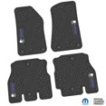thumbnail image 1 of Flextread Floor Mats for 18-24 Jeep Wrangler JLU - Mopar Licensed Factory Fit - Black w/ Purple & White Jeep Wave Insert - 100% Made in USA, 1 of 4