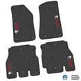 thumbnail image 1 of Flextread Floor Mats for 18-24 Jeep Wrangler JLU - Mopar Licensed Factory Fit - Black w/ Red & White Jeep Wave w/o Wheel Insert - 100% Made in USA, 1 of 4