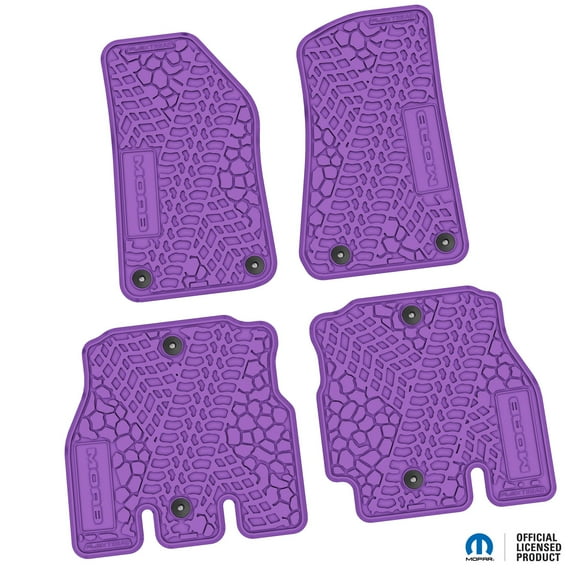 Flextread Floor Mats for 18-24 Jeep Wrangler JLU - Mopar Licensed Factory Fit - Purple w/ MOAB Insert - 100% Made in USA