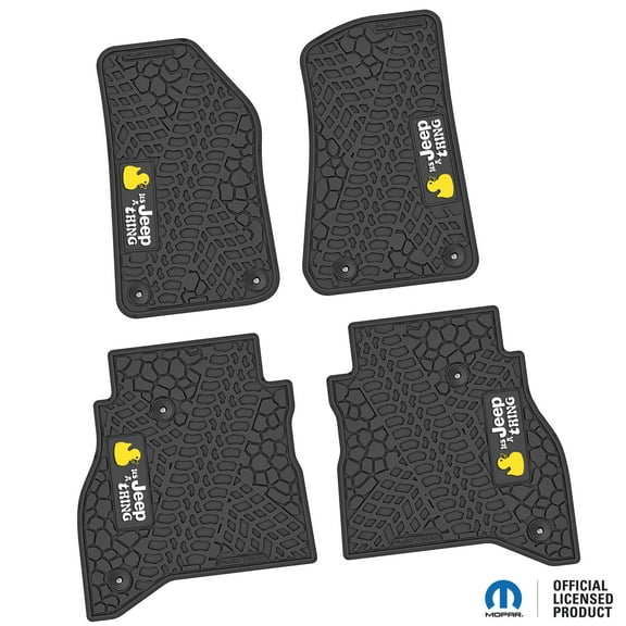 Flextread Floor Mats for 20-24 Jeep Gladiator - Mopar Licensed Factory Fit - Black w/ It's a Jeep Thing Insert - 100% Made in USA