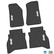 Flextread Floor Mats for 20-24 Jeep Gladiator - Mopar Licensed Factory Fit - Black w/ White Jeep Insert - 100% Made in USA
