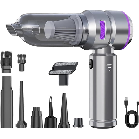 Flexup V-21 Blower & Vacuum, 3-in-1 Multifunctional Vacuum Cleaner, Washable Hepa Filter, Portable Rechargeable High Power Inflatable Pump, for Home, Pet Hair Cleaning (Black)