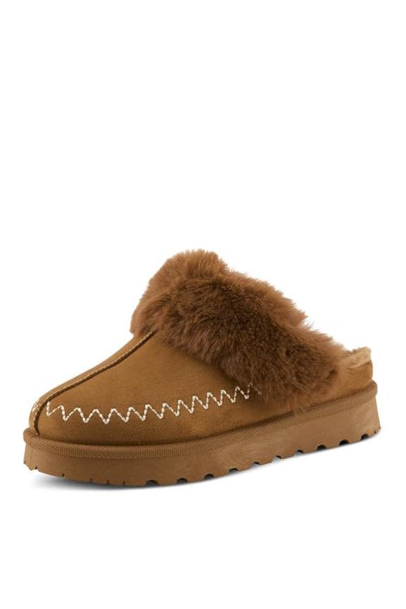 ALAVA Faux Suede Open Back Clog – Plush Faux Fur Lined Slip-On with Removable Insole – Indoor/Outdoor Comfort