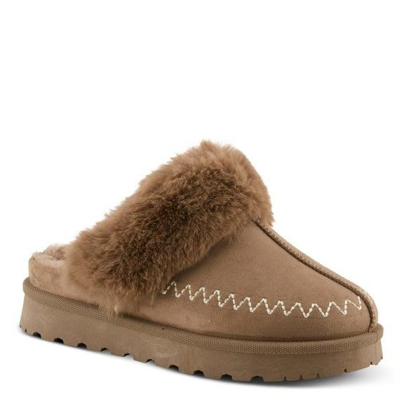 Flexus Alava Women’s Faux Suede Slip-On Clogs with Faux Fur Lining