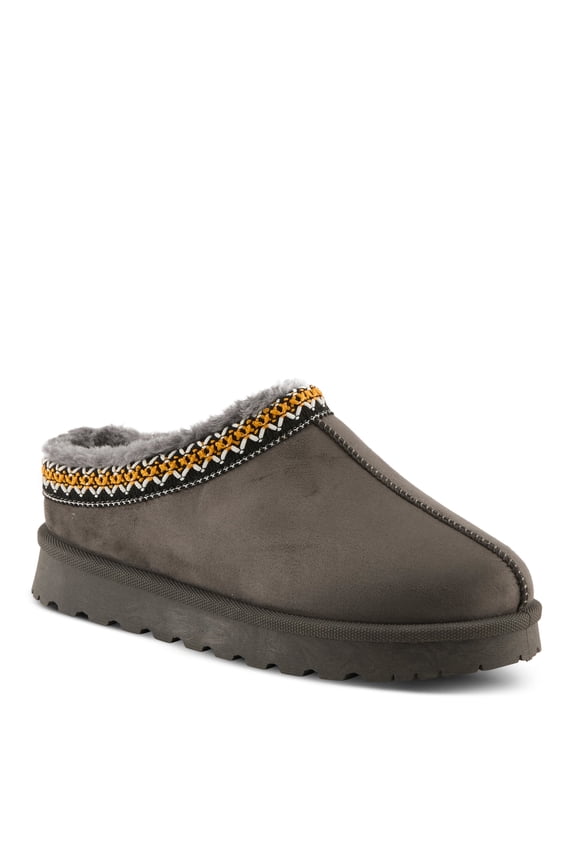 Alexon Women’s Microsuede Open-Back Clogs, Removable Insole, Cozy Faux-Fur Lining