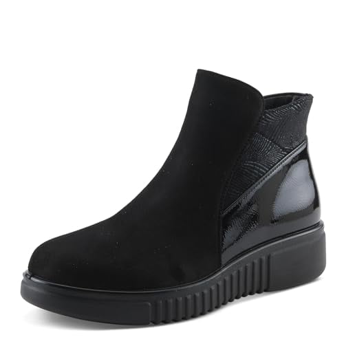 Flexus BAGLAMA Ankle Boot for Women – Faux Leather Zip-Up with Faux Fur Lining and Removable Insole – Lightweight Comfort