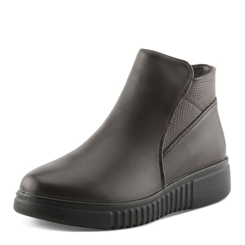 Flexus BAGLAMA Ankle Boot for Women – Faux Leather Zip-Up with Faux Fur Lining and Removable Insole – Lightweight Comfort