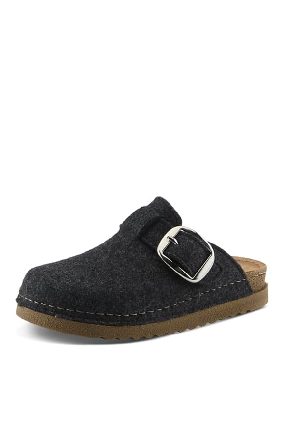 Cloggiller – Women’s Boiled Wool Clog Slippers with Decorative Buckle