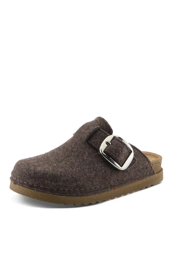 Cloggiller – Women’s Boiled Wool Clog Slippers with Decorative Buckle