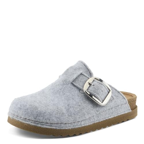 Flexus Cloggiller – Women’s Boiled Wool Clog Slippers with Decorative Buckle