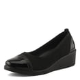 thumbnail image 1 of Flexus MACADI Women’s Wedge Loafer – Slip-On Work Shoe with Removable Insole, Faux Patent and Microsuede Upper – Lightweight Comfort Heel, 1 of 9