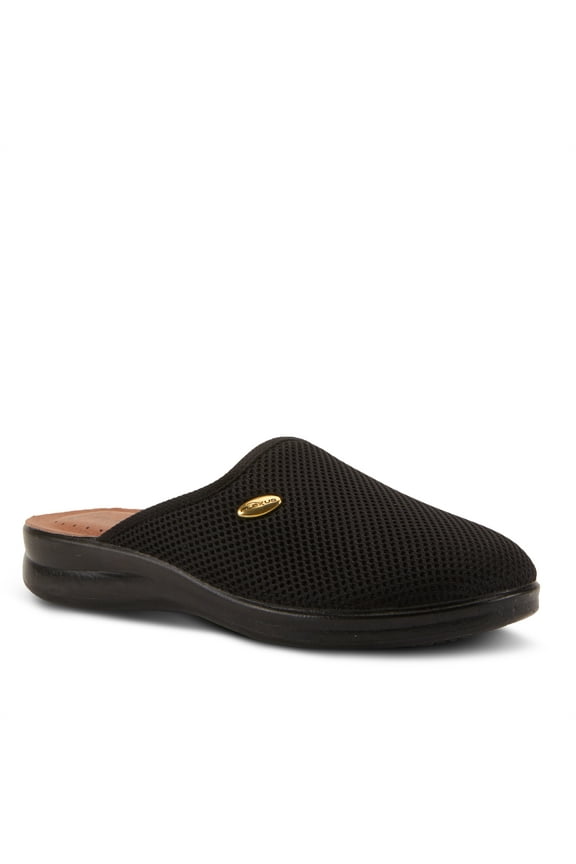 Spring Step Scuff Slippers for Women | Lightweight Leather Home Slippers Black EU 42