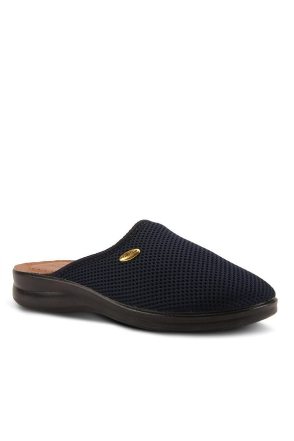 Spring Step Scuff Slippers for Women | Lightweight Leather Home Slippers Navy EU 40