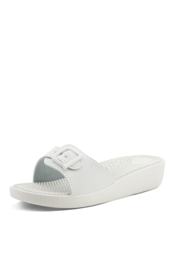 by Spring Step Women’s Sabala Slide Sandal – Lightweight Comfort Shoe with Massaging Insole & Adjustable Buckle Strap – Made in Italy WHITE EU 36 / US 5.5-6