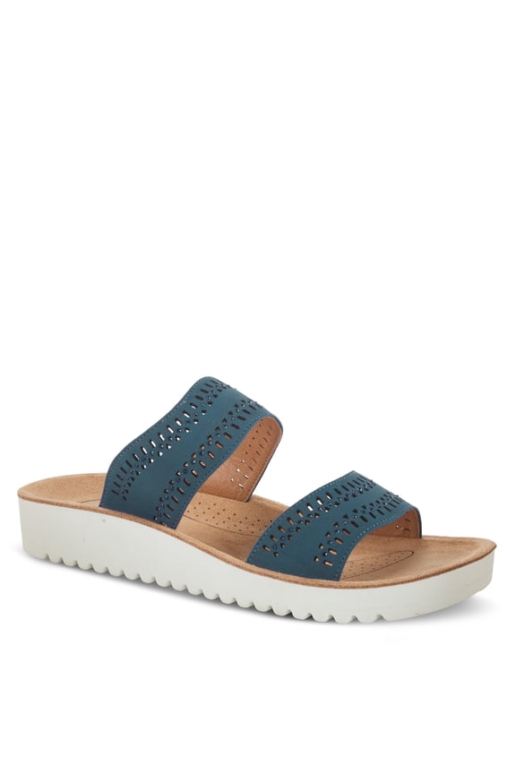 Bayshore Womens Crystal Cutout Slide Sandals