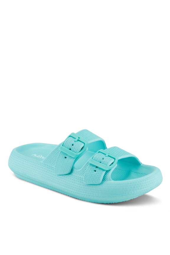 Women's Bubbles Waterproof Slide Sandals with Adjustable Buckle Straps - Cushioned Footbed, Lightweight EVA Sole, Padded Insole, Slip-On Comfort