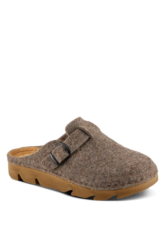 Clogger Indoor and Outdoor Slip On Slippers for Women | Wool Felt Upper, Real Suede Insole, Machine Washable, Decorative Buckle Strap, Comfortable Design