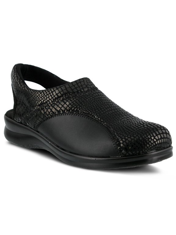 Spring Step Flexus Flexia Leather Clogs for Women - European Slingback Round Toe Slip-On Shoes - Ladies Casual Platform Clog for Work