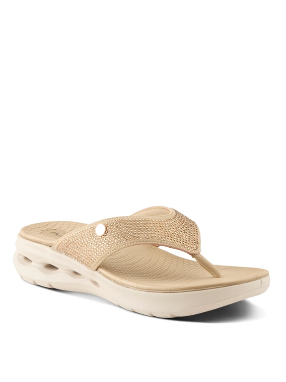 Women's GORSKI Rhinestone Flip-Flops & Thongs – Sporty Slip-On Sandals with Cushioned Footbed and Arch Support
