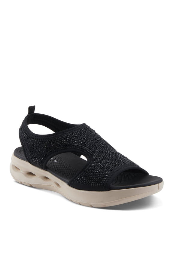 Women's GOSSELIN Rhinestone Ankle Strap Sandals – Sporty Slingback with Cushioned Footbed and Arch Support