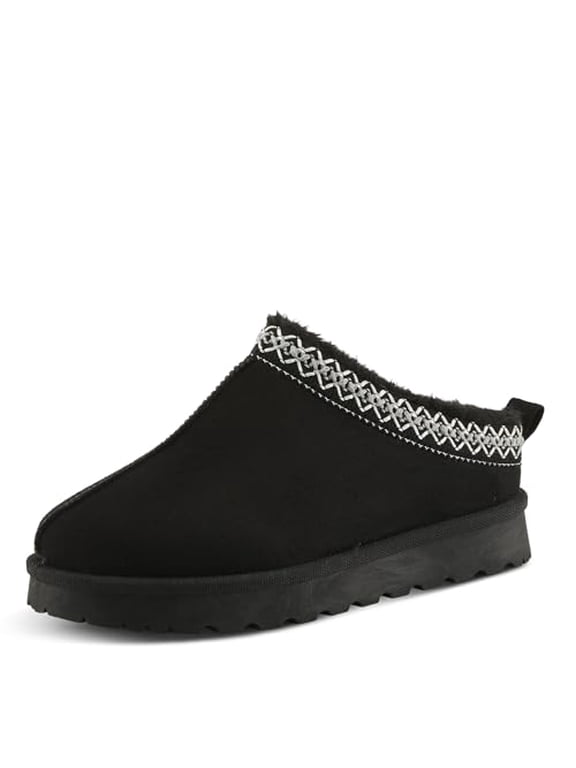 Alexon Open Back Clog for Women – Faux Suede Slip-On with Faux Fur Lining and Removable Insole – Indoor/Outdoor Comfort