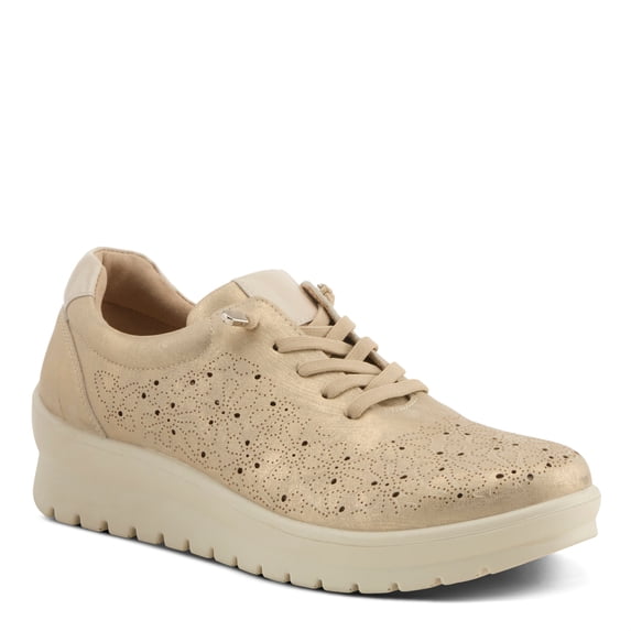 Flexus Women's RAYFIELD Lace-Up Athletic Shoes – Floral Etched Design, Arch Support, Shock-Absorbent Outsole