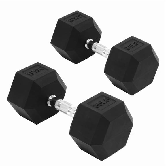 Flexwave 35 LB Rubber Hex Dumbbells, Set of 2, Non-Slip Grip for Home Gym Strength Training